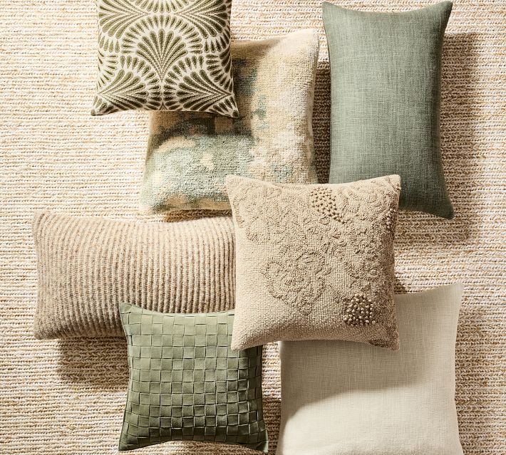 Textured Chenille Lumbar Pillow Cover | Pottery Barn Pottery Barn Washed Diamond Texture Lumbar Pillow Cover 16” x 26” display picture 1