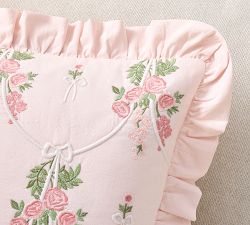 LoveShackFancy Embroidered Floral Bow Pillow Cover