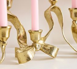 LoveShackFancy Figural Brass Ribbon Candle Holder