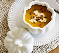 Pumpkin Stoneware Lidded Soup Bowls - Set of 4