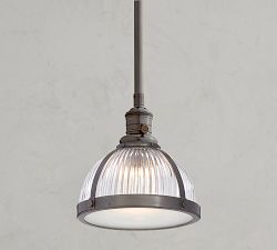 Industrial Ribbed Glass Pole Pendant (8"-12")