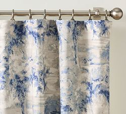 Open Box: Jardin Toile Blackout Curtain, 50" W x 96" L - Blue Multi