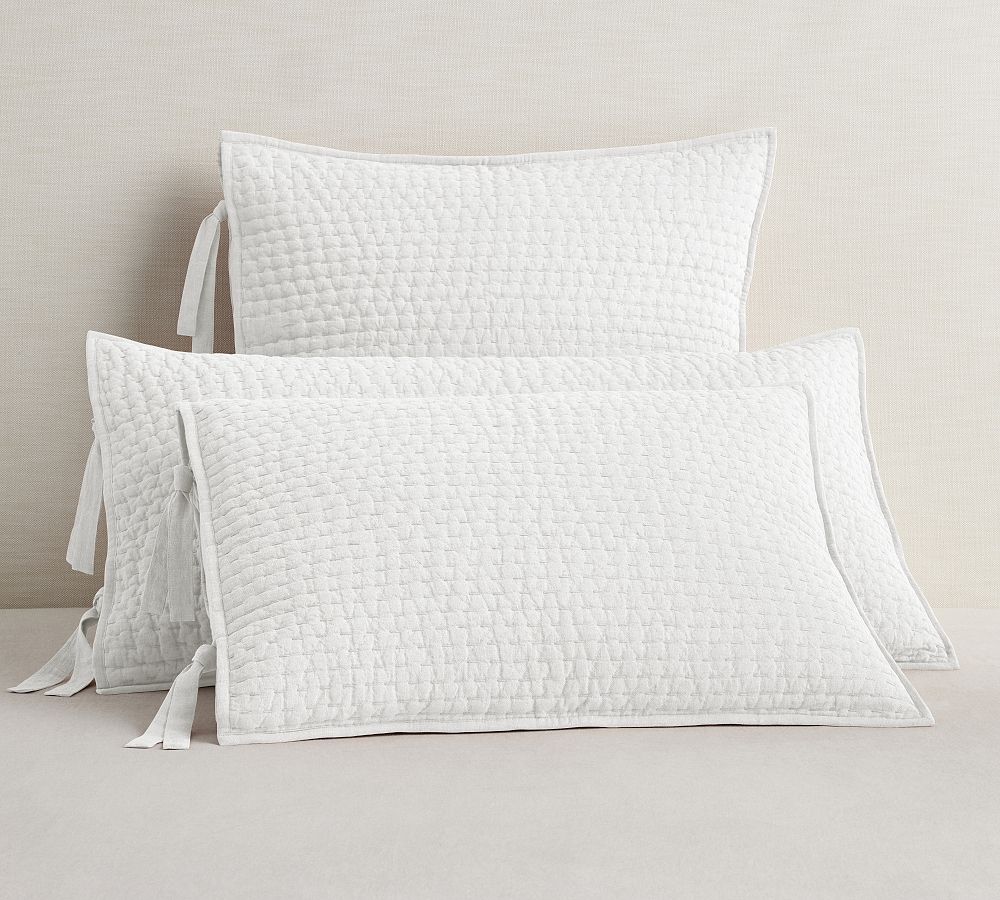 Pick-Stitch Handcrafted Cotton Linen Quilted Sham by Pottery Barn