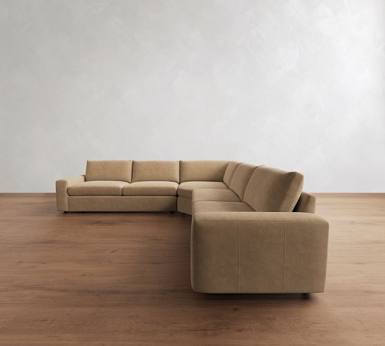 Sierra Leather 3-Piece L-Shaped Wedge Sectional (139"-149") by Pottery Barn