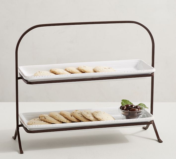 Gabriella Stoneware Tiered Platter Stand | Pottery Barn