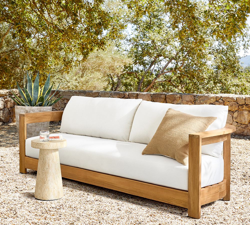 Malibu Teak Curved Outdoor Sofa (90") by Pottery Barn