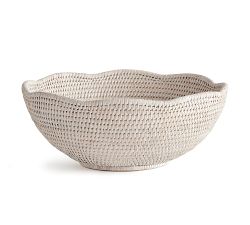 Rattan Scalloped Edge Decorative Bowl