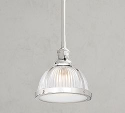 Industrial Ribbed Glass Pole Pendant (8"-12")