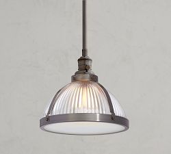Industrial Ribbed Glass Pole Pendant (8"-12")