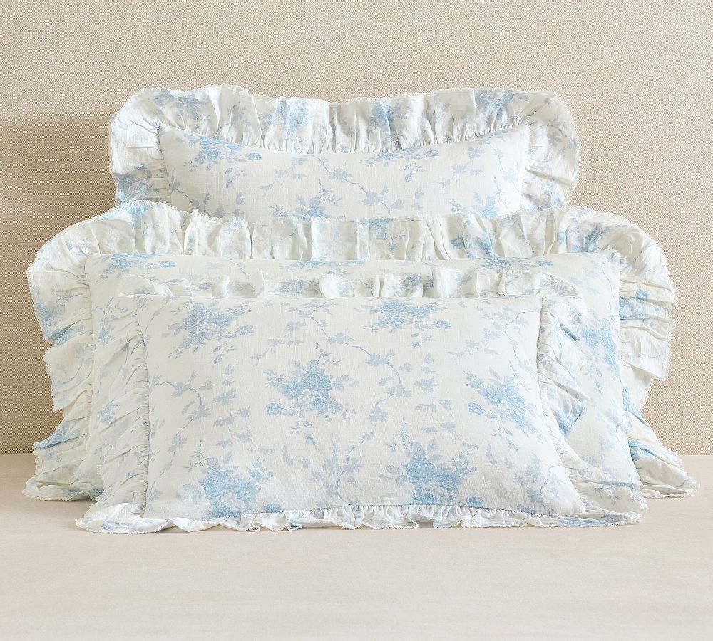 LoveShackFancy Belgian Flax Linen Rose Sham by Pottery Barn
