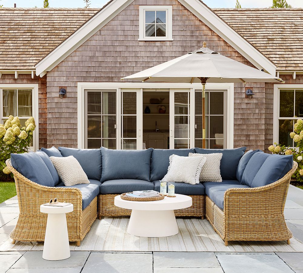 Westport Wicker 8-Piece U-Shaped Outdoor Sectional (127") by Pottery Barn