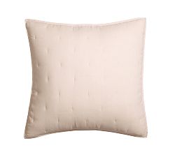 Open Box: Belgian Flax Linen Tufted Quilted Sham, Euro, Set of 3 - Smoky Quartz
