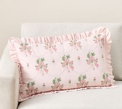 LoveShackFancy Embroidered Floral Bow Pillow Cover