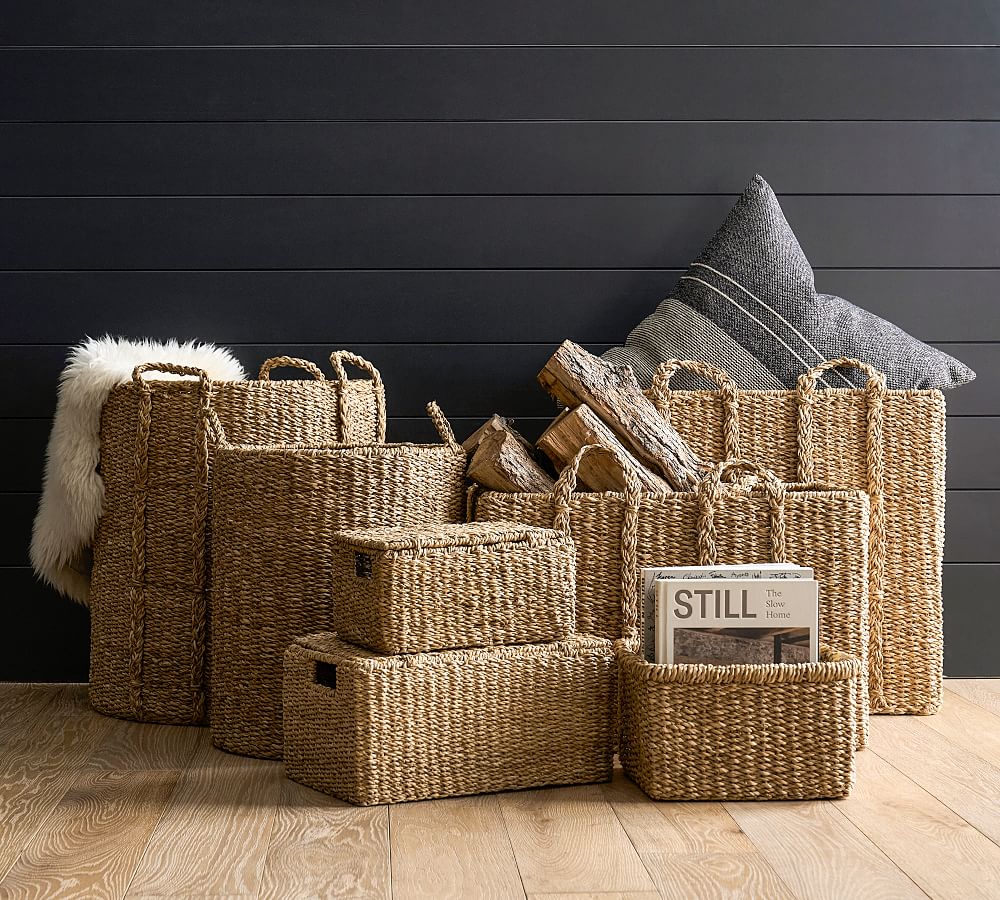 Safi Handwoven Seagrass Basket Large Tote - 15"Diam x 18"H