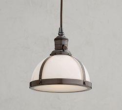 Industrial Milk Glass Cord Pendant (8"-12")