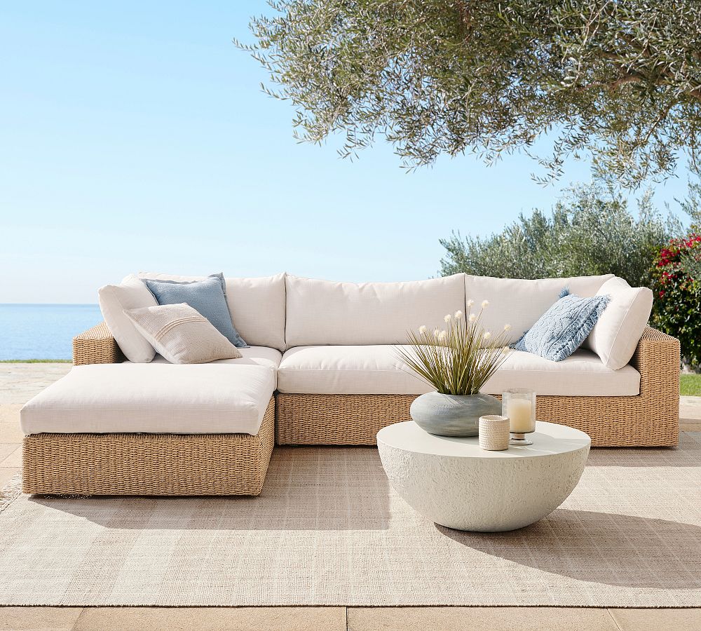 Kostas Wicker 4-Piece Outdoor Sectional (129") by Pottery Barn