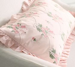 LoveShackFancy Embroidered Floral Bow Pillow Cover
