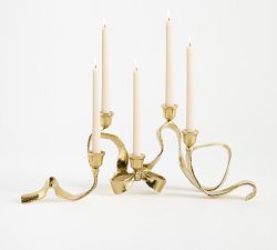 LoveShackFancy Figural Brass Ribbon Candle Holder