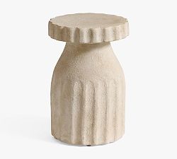 Open Box: Salina Terracotta Round Outdoor Accent Table (13") - Ivory