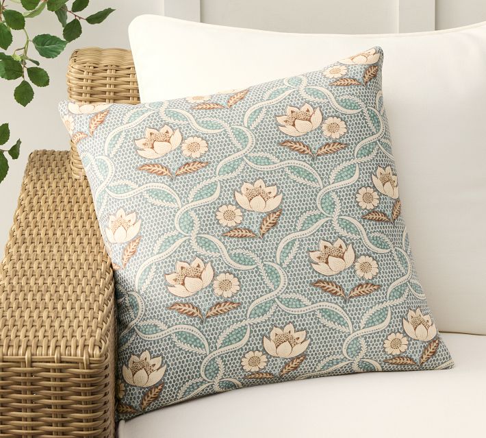 embroidered pillow pottery barn blue pillows