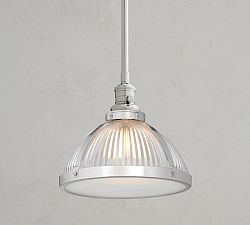 Industrial Ribbed Glass Pole Pendant (8"-12")
