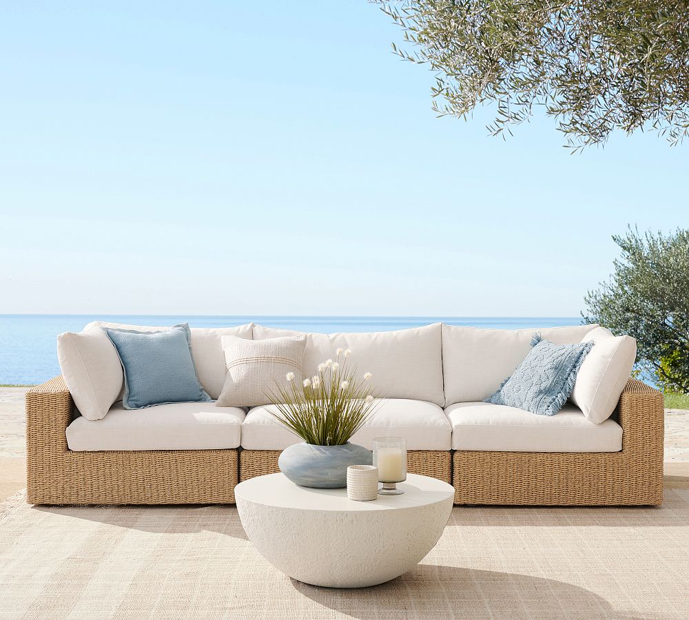 Kostas Wicker 3-Piece Outdoor Sectional (129") by Pottery Barn