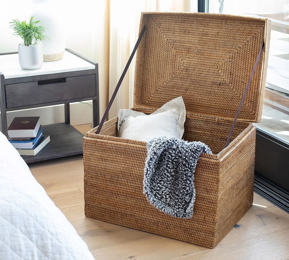 Tava Handwoven Rattan Rectangular Hinged Chest by Pottery Barn