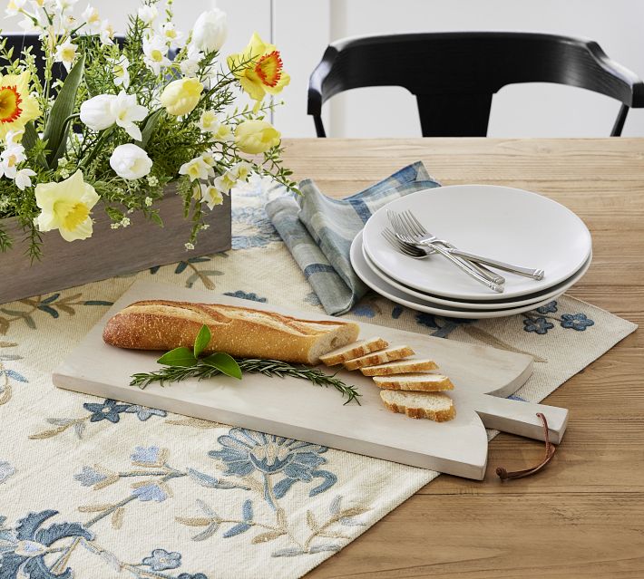 Liana Crewel Embroidered Cotton/Linen Table Throw | Pottery Barn