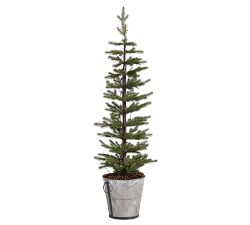 Pre-Lit Pine Trees in Galvanized Bucket