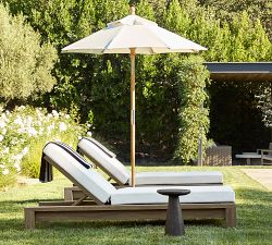 6' Round Outdoor Patio Umbrella &ndash; Teak Tilt Frame​