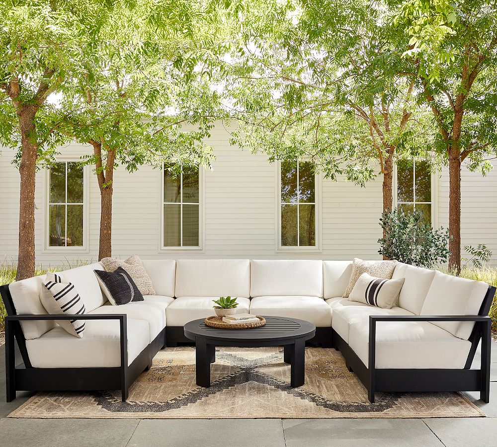 Malibu Metal Platform 8-Piece U-Shaped Outdoor Sectional (139") by Pottery Barn