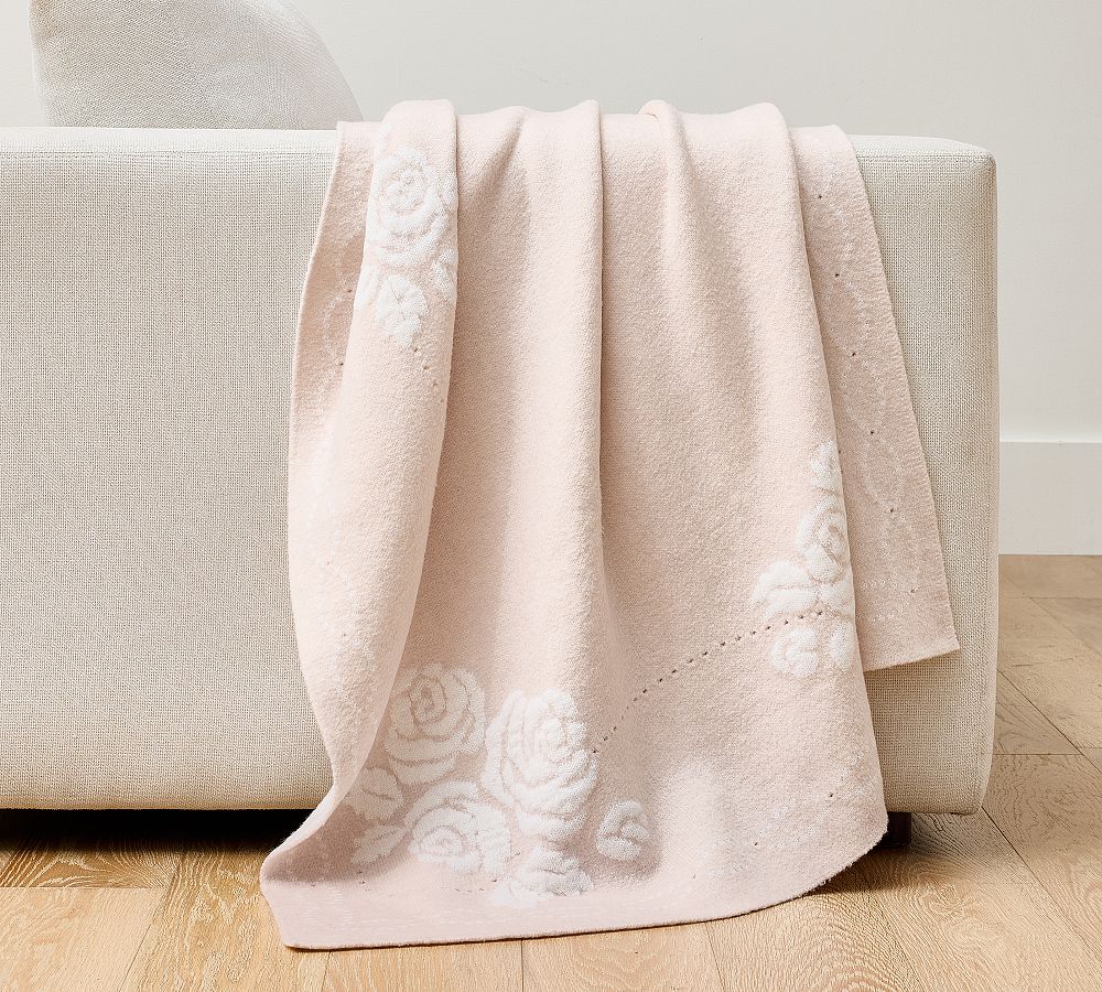 LoveShackFancy Knit Roses Throw by Pottery Barn