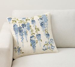 Wisteria Floral Embroidered Pillow Cover