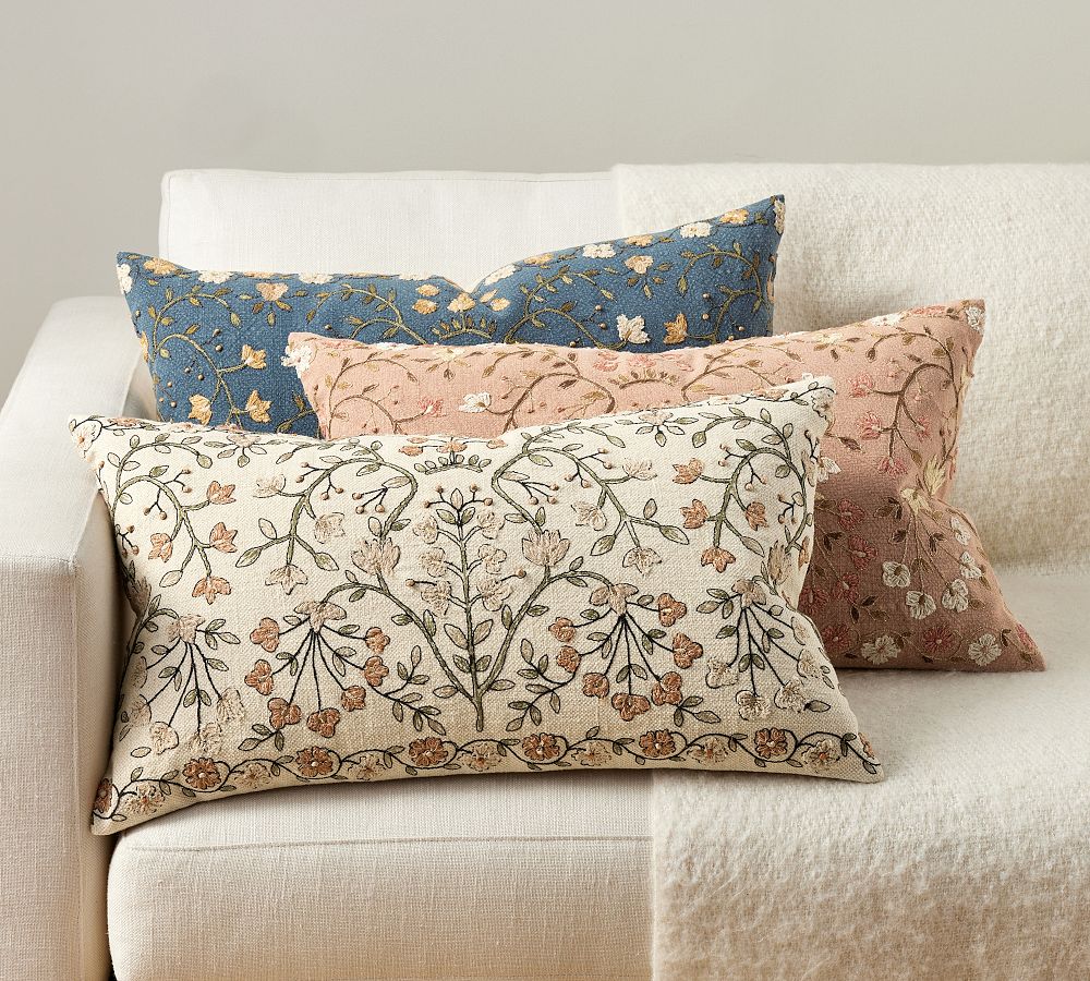 Zea Embroidered Lumbar Pillow Cover by Pottery Barn