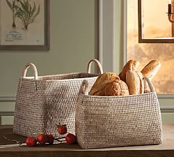 Bristol Rattan Square Handled Baskets, Set of 2
