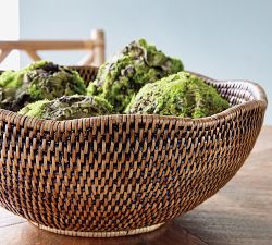 Rattan Scalloped Edge Decorative Bowl