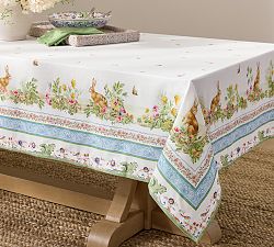 Botanical Bunny Border Print Cotton Tablecloth