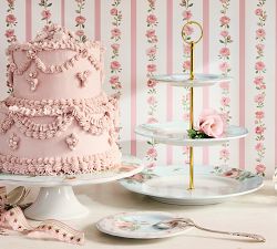 LoveShackFancy Garden Floral Porcelain Cake Stand