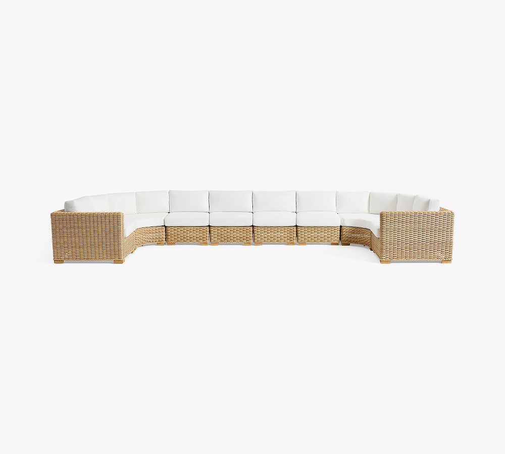 Huntington Wicker Square Arm 8-Piece Outdoor Sectional (212") by Pottery Barn