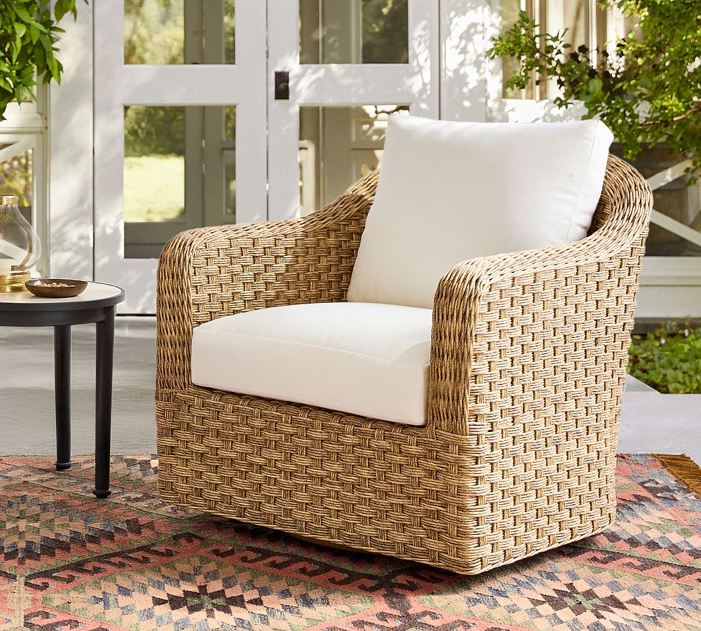 Boca Wicker Outdoor Swivel Lounge Chair by Pottery Barn
