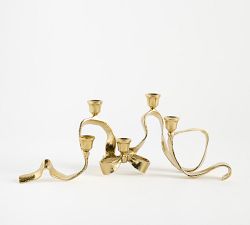 LoveShackFancy Figural Brass Ribbon Candle Holder