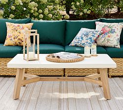 Rustic Farmhouse Concrete-Top Rectangular Outdoor Coffee Table (52")