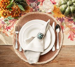 Fall Botanical Embroidered Cotton Table Runner