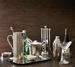 Hammered Nickel 4-Piece Bar Tool Set