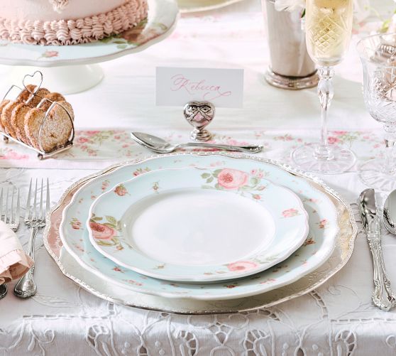 LoveShackFancy Garden Floral Porcelain Salad Plates - Set of 4 by Pottery Barn