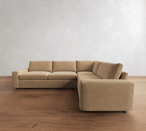 Sierra Leather 3-Piece Sectional (128") by Pottery Barn