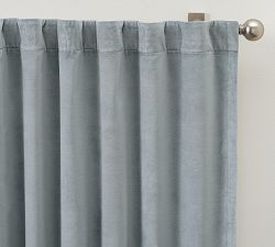 Open Box: Velvet Twill Blackout Curtain, 50 x 120" - Cloud Blue