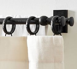 Open Box: Double Curtain Rod &amp; Wall Bracket, 60-108", 1.25" Diam. - Cast Iron Black