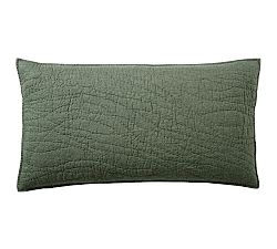 Open Box: Belgian Flax Linen Handcrafted Quilted Sham, King Set of 2 - Cypress