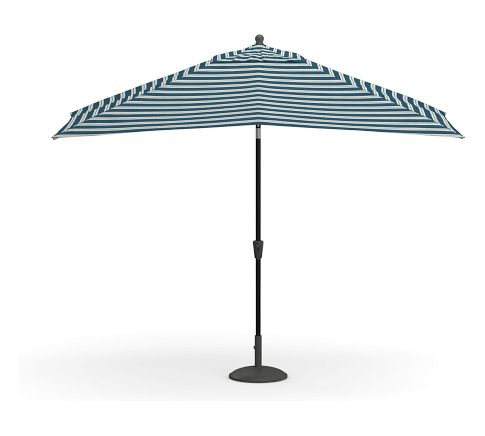 10' Rectangular Outdoor Umbrella w/ Black Tilt Pole, High Performance Stripe; Vintage Strp Ocean